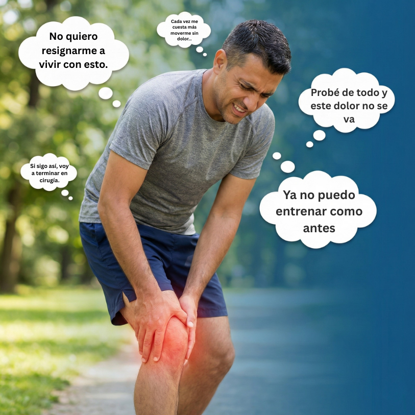 Hombre con dolor de rodilla en el parque